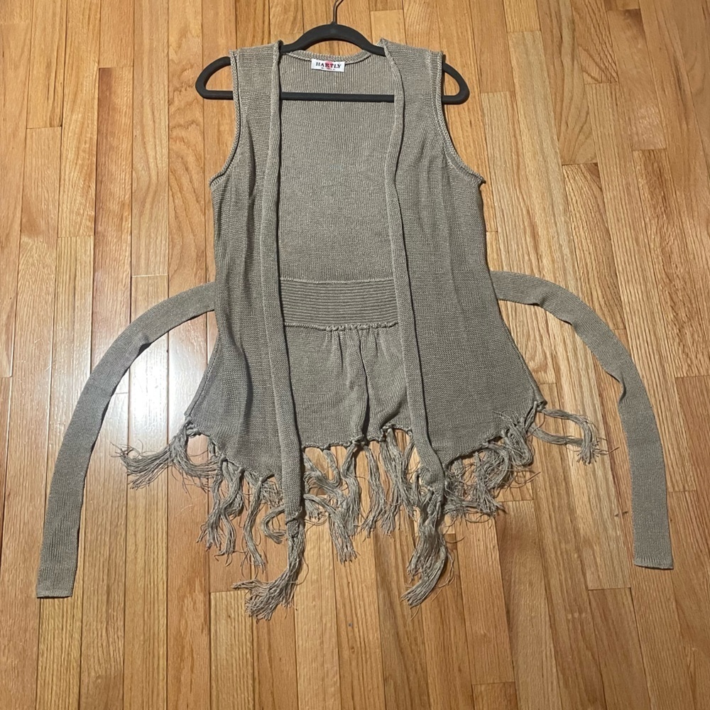 Heartly Tan Open Wrap Around Sweater